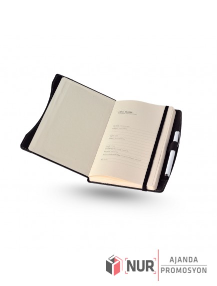 Kalem Tutacaklı Lastikli Termo Deri 13x21 cm Promosyon Tarihsiz Defter